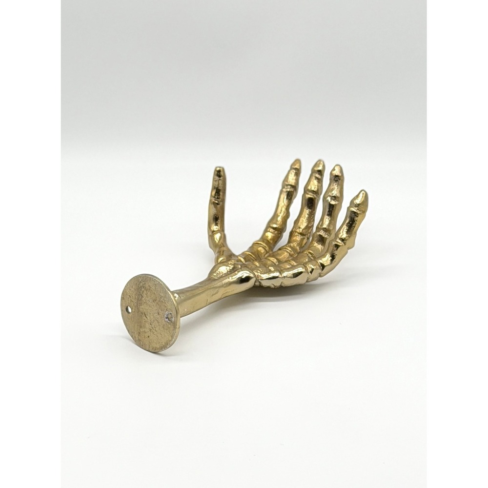 ONE HUNDRED 80 DEGREES Skeleton Hand Wall Hook Gold Gothic Spooky Halloween